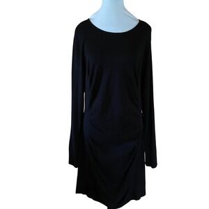 Express NWT XL Black Long Sleeve Ruched Side Knit Bodycon Dress NWT